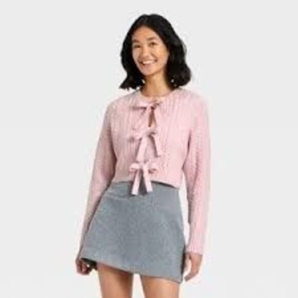 a new day Sweaters - A New Day Long Sleeve Bow Cardigan Sweater -Pink - Womens XL - NEW